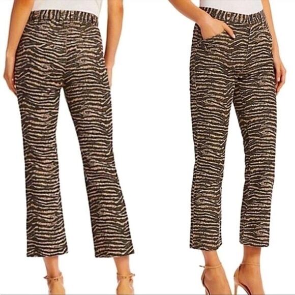 Joie Zebra Jacquard Cropped Pants Size 28 Black Bronze High Rise NWT - Picture 1 of 5